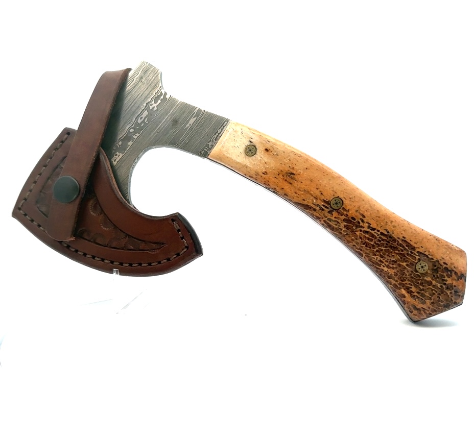 Oosik Handle Damascus Hatchet - Image 2