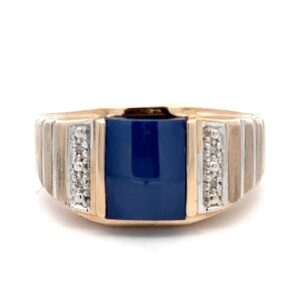 Synthetic Star Sapphire Mens Estate Ring 078174