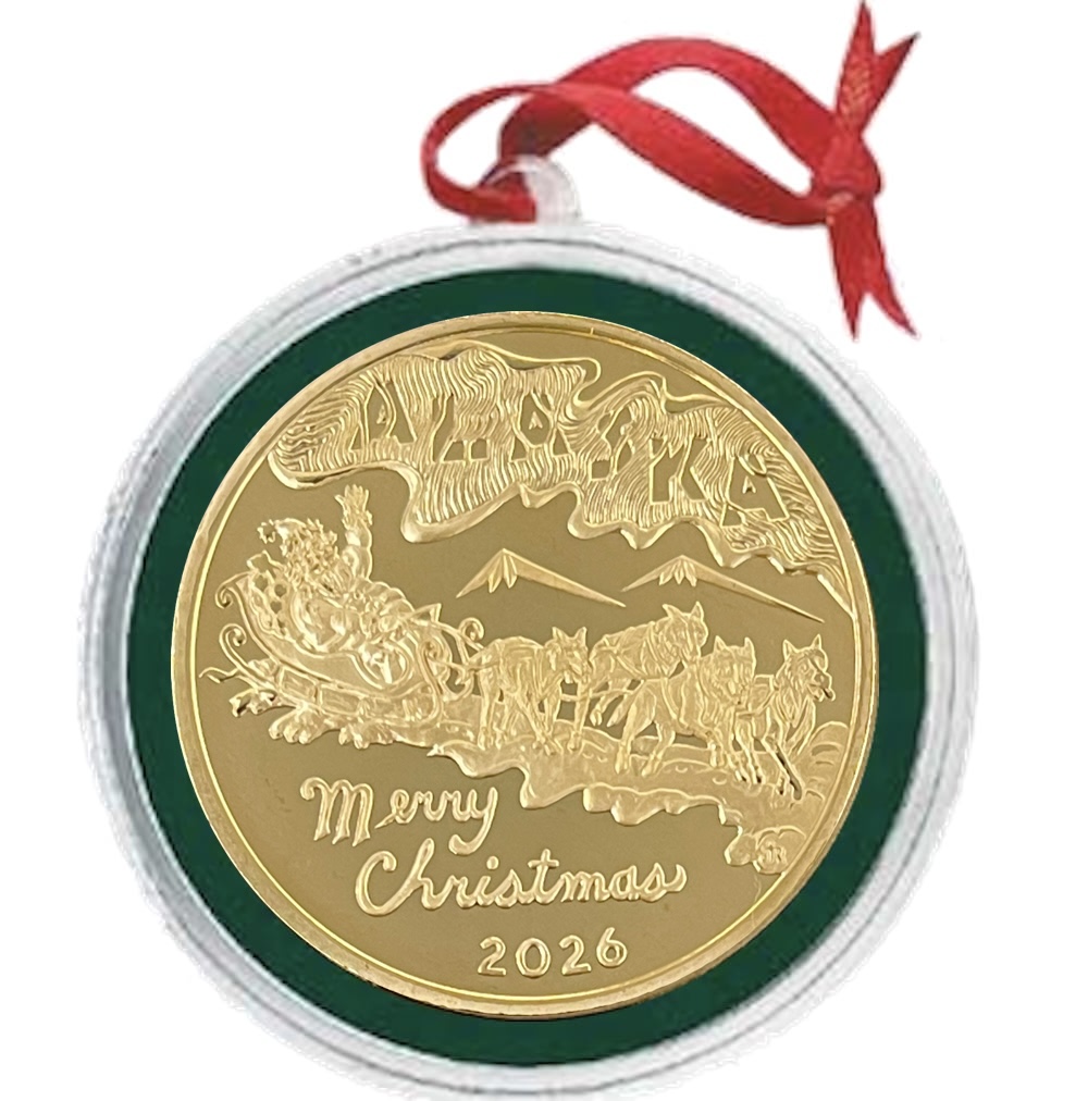 2026 Santa Under the Northern Lights Christmas Medallion - Image 6