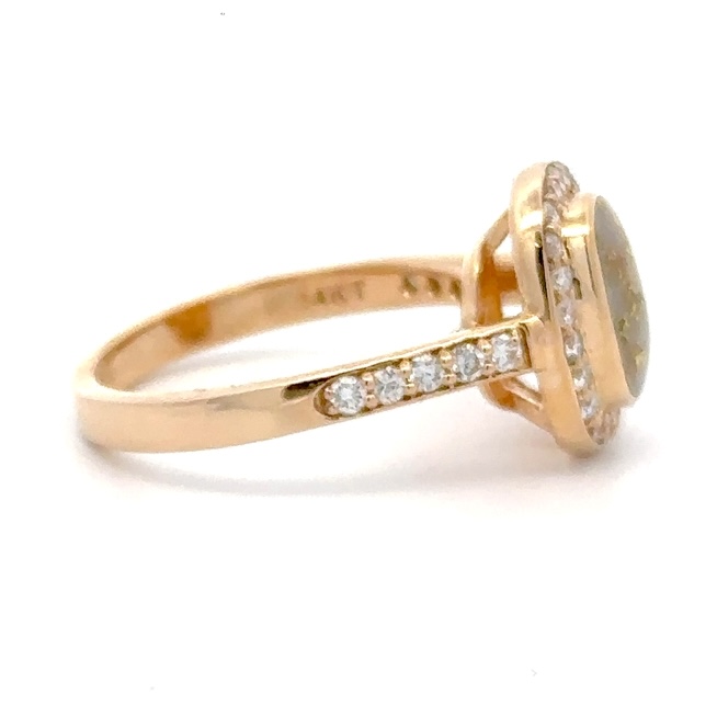 14K Yellow Gold Diamond Gold Quartz Lady's Ring 701G2 - Image 4
