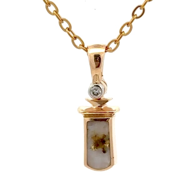 Ladies Gold Quartz Small Rectangle Pendant FF083G2