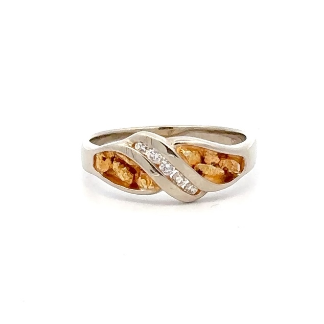 Lady's Gold Nugget With Diamond Channel RL612D10NW