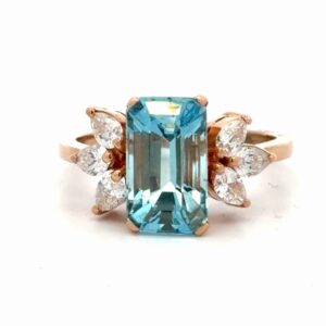 3.50ct Aquamarine & Diamond Lady's Estate Ring 076497