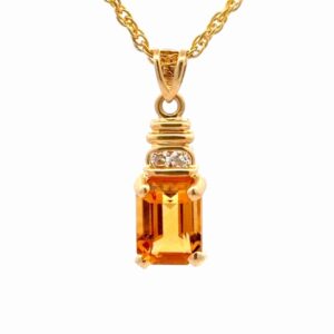 Citrine & Diamond Estate Pendant 078310