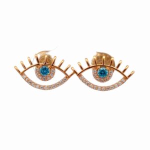 18K Blue Cubic Zirconia Eye Estate Earrings 078311