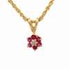 Ruby & Diamond Flower Pendant 078317