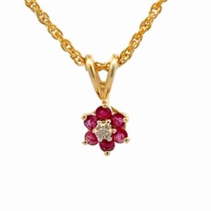 Ruby & Diamond Flower Pendant 078317
