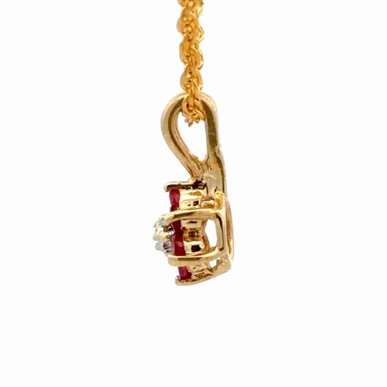 Ruby & Diamond Flower Pendant 078317 - Image 2