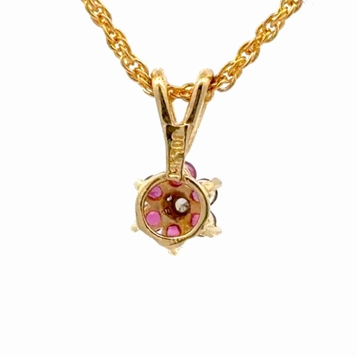 Ruby & Diamond Flower Pendant 078317 - Image 3
