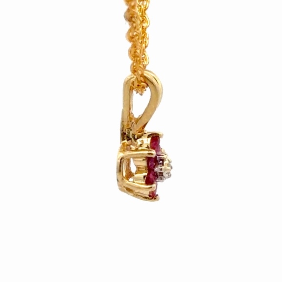 Ruby & Diamond Flower Pendant 078317 - Image 4