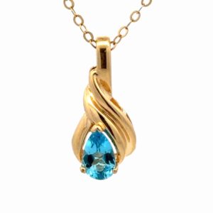 Blue Topaz & 14K Gold Estate Pendant 078321