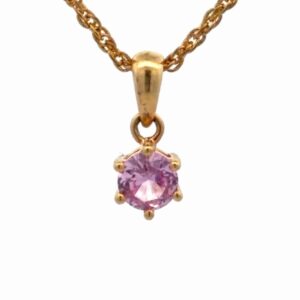 Synthetic Pink Sapphire Ladies Estate Pendant 078333