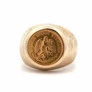 2 Peso Gold Piece 14K Estate Ring 090201