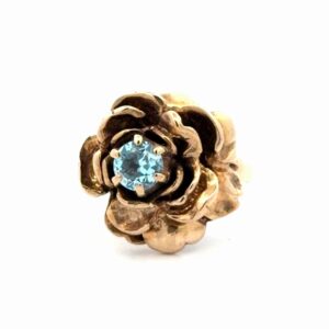 Blue Topaz Lady's Flower Estate Ring 090251