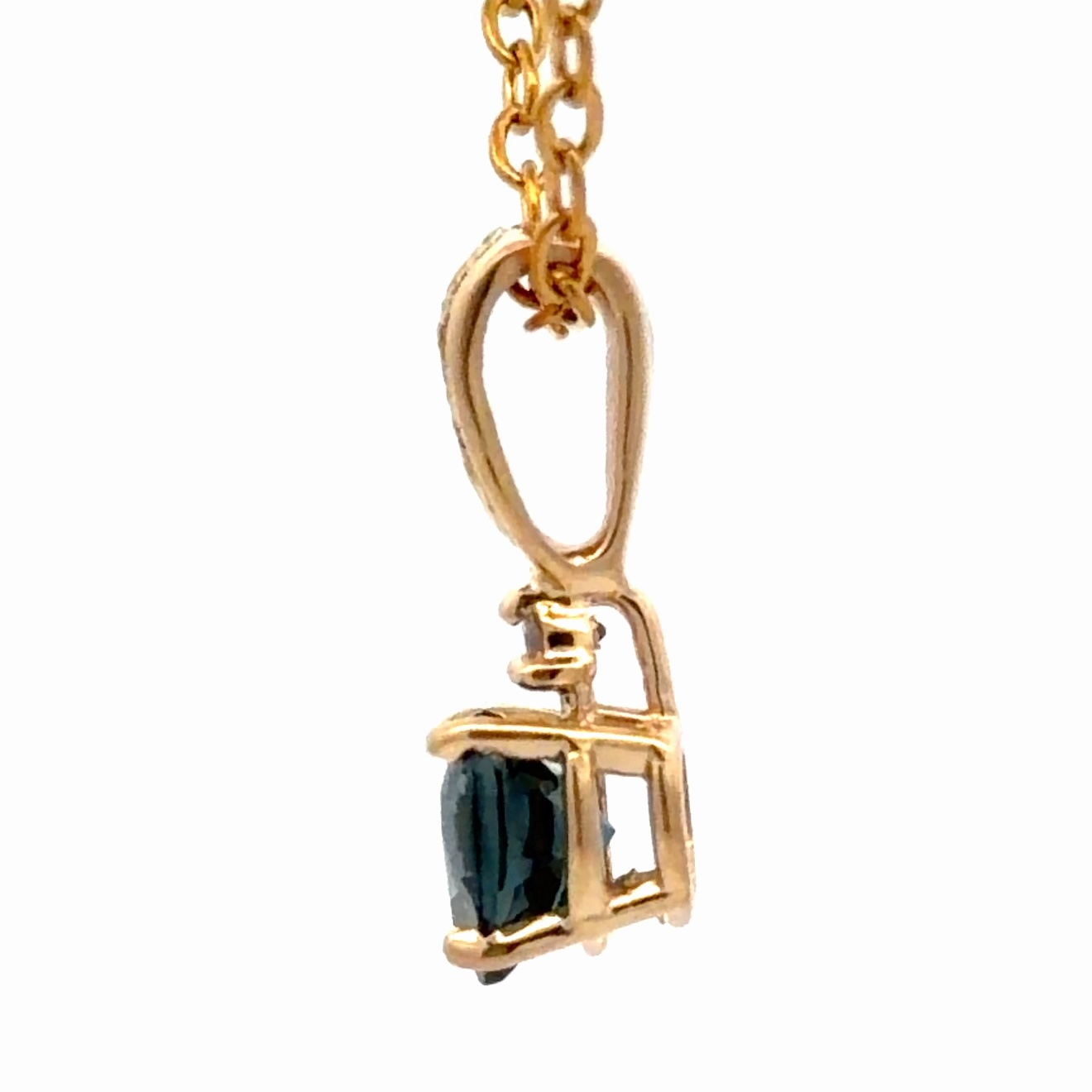Blue Topaz & gold Nugget Heart Pendant BTHRT14K - Image 2