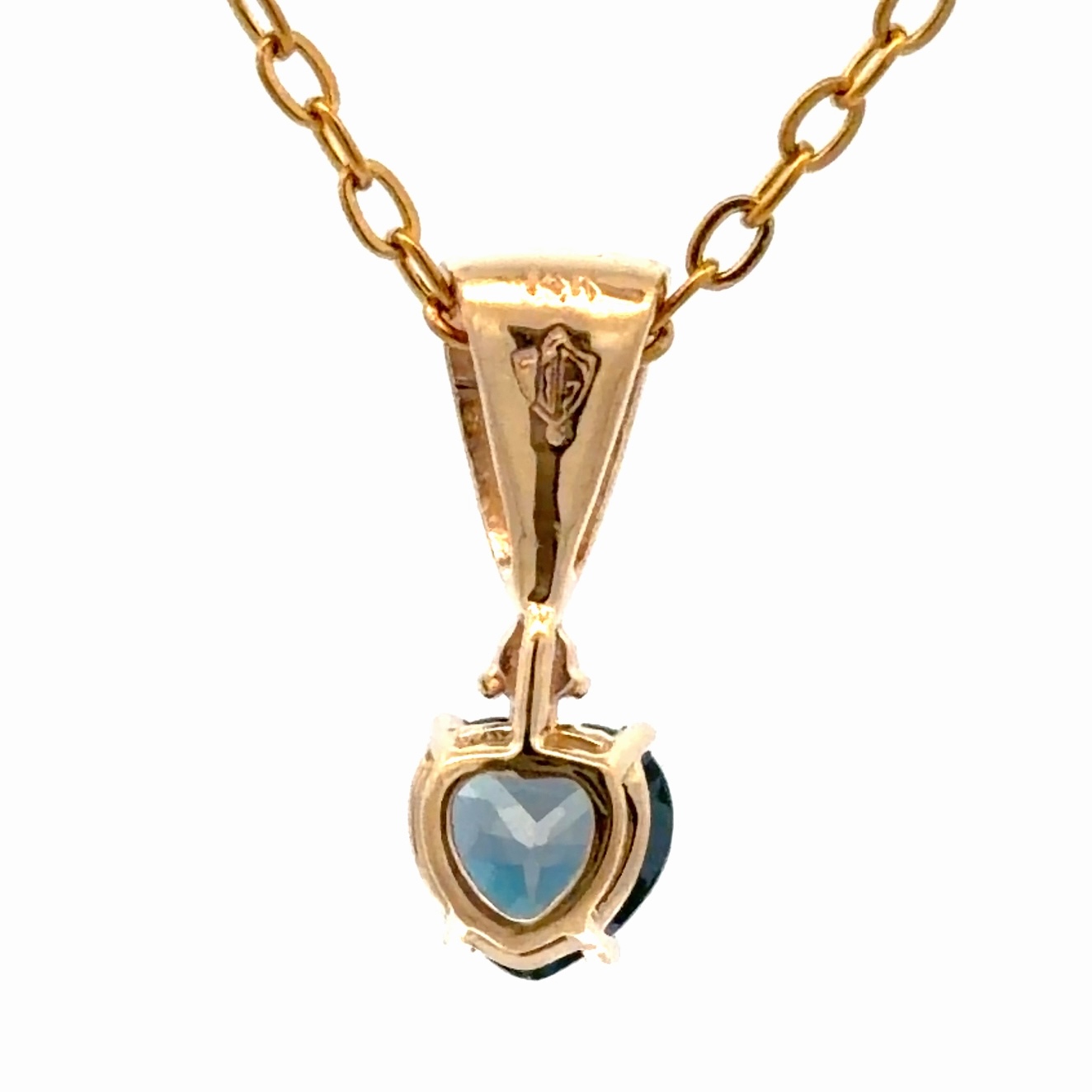 Blue Topaz & gold Nugget Heart Pendant BTHRT14K - Image 3