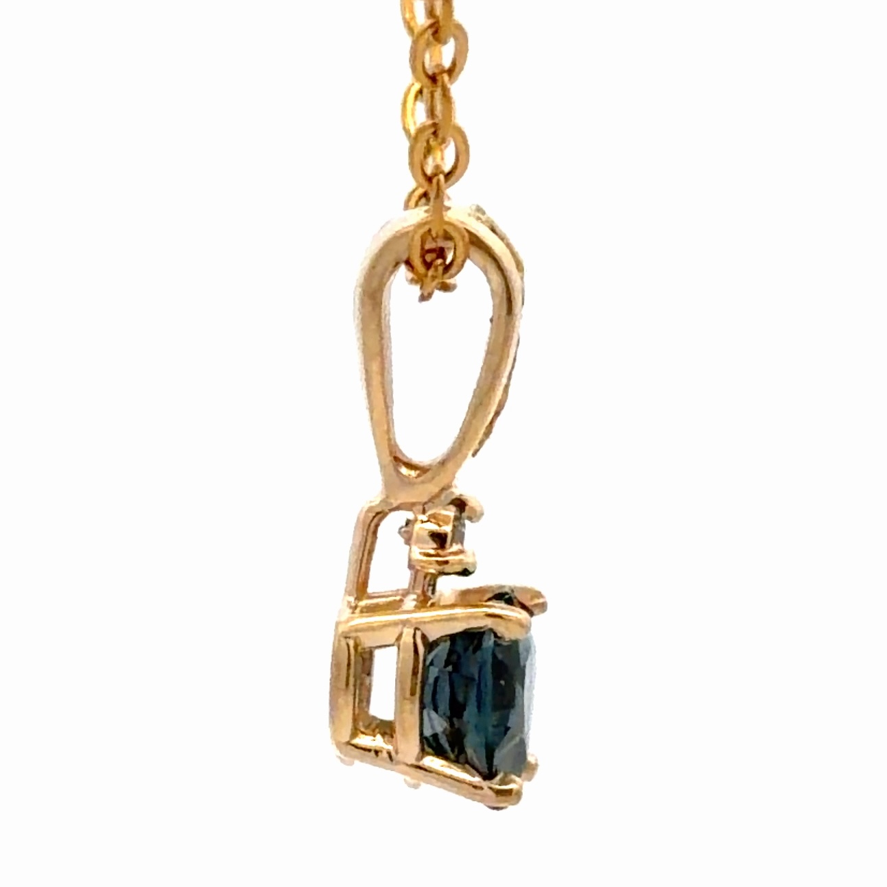 Blue Topaz & gold Nugget Heart Pendant BTHRT14K - Image 4