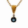 Blue Topaz & Gold Nugget 14K Pendant BTOPAZRND