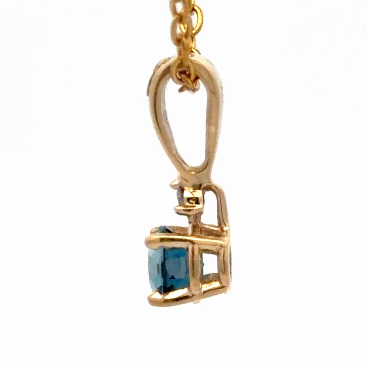 Blue Topaz & Gold Nugget 14K Pendant BTOPAZRND - Image 2