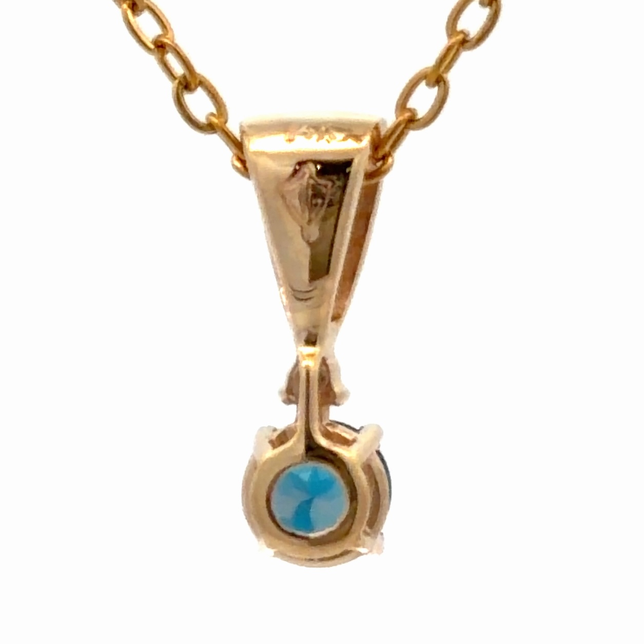Blue Topaz & Gold Nugget 14K Pendant BTOPAZRND - Image 3
