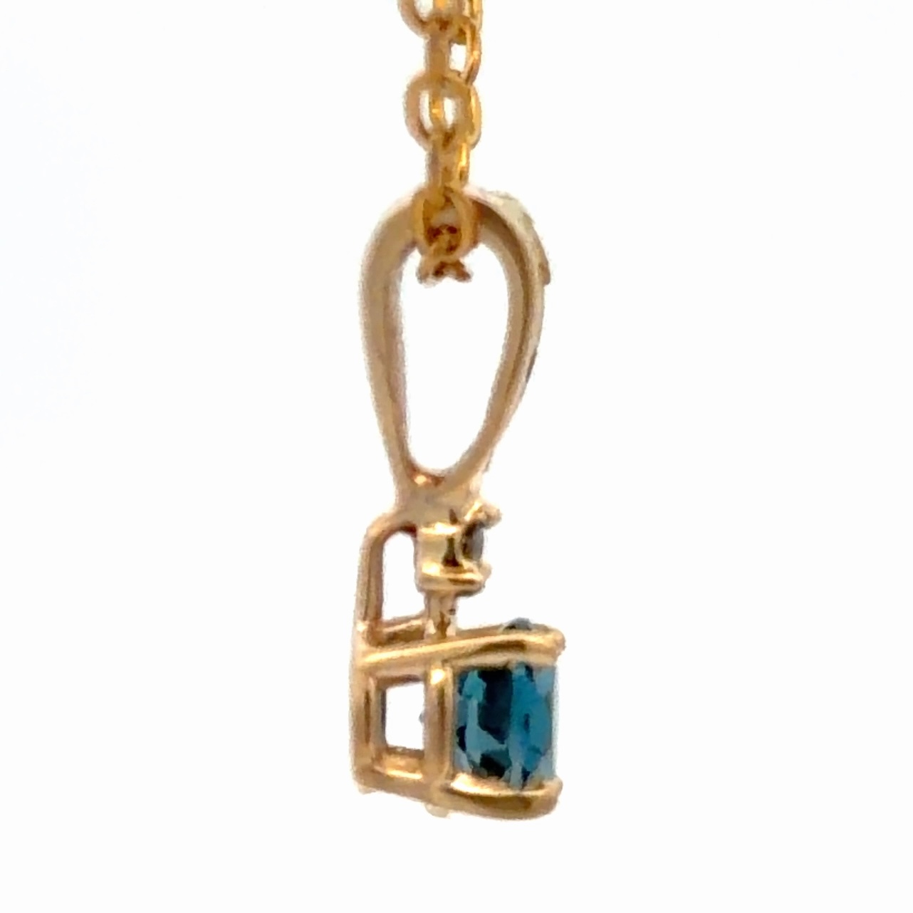 Blue Topaz & Gold Nugget 14K Pendant BTOPAZRND - Image 4