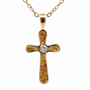 Gold Nugget & Gold Nugget Diamond Cross P-28514KY