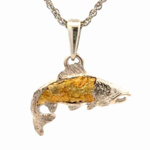 Sterling Silver & Gold Nugget Salmon Pendant P-450SS