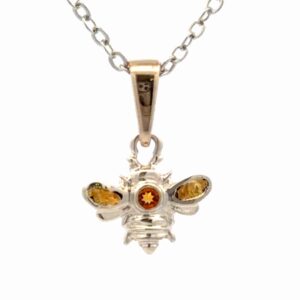 Sterling Silver & Gold Nugget Citrine Bee Pendant P-525SS