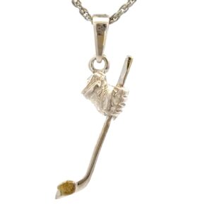 Sterling Silver & Gold Nugget Hockey Stick Pendant P-574SS