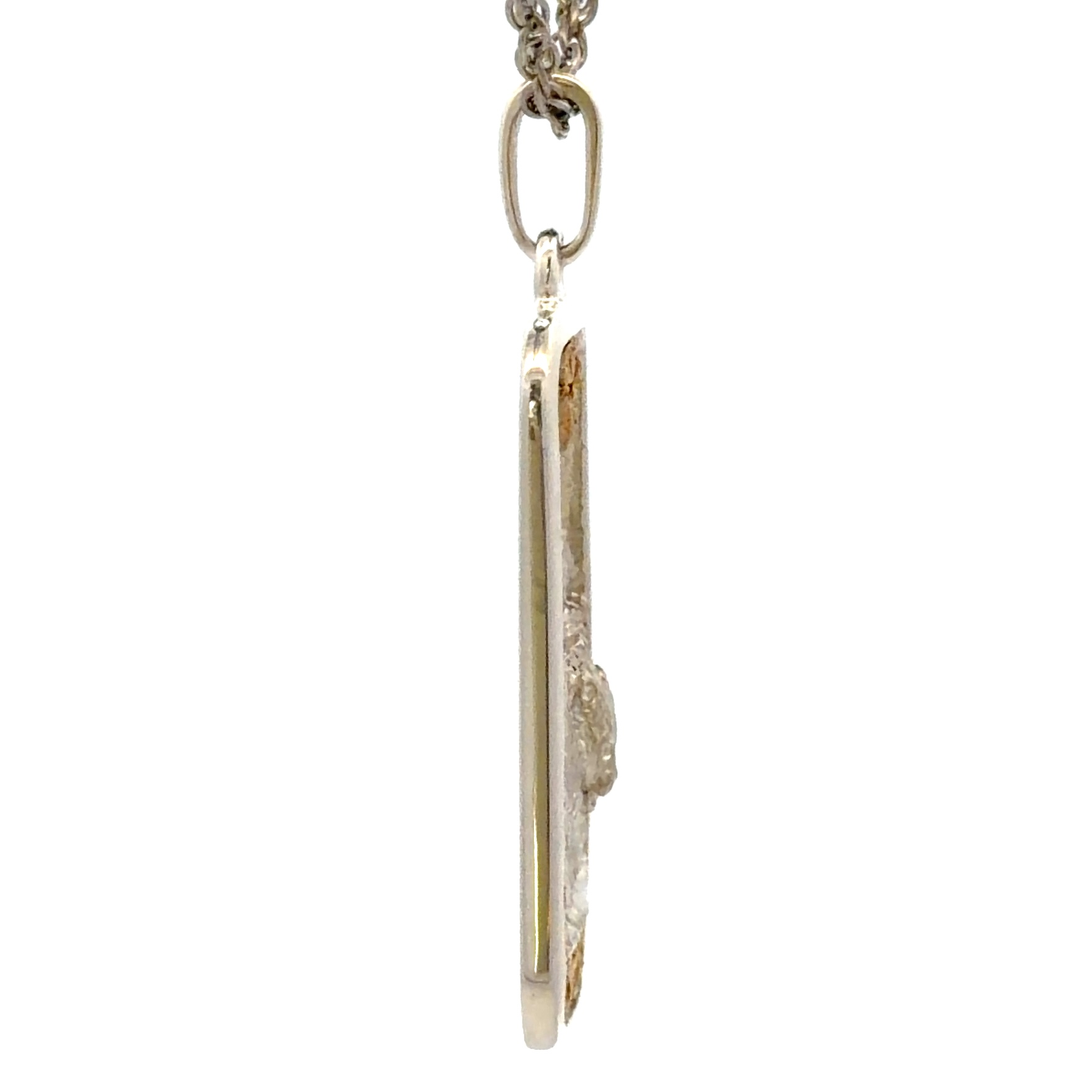 Sterling Silver & Gold Nugget Wolf Dog Tag Pendant P-575SS - Image 4