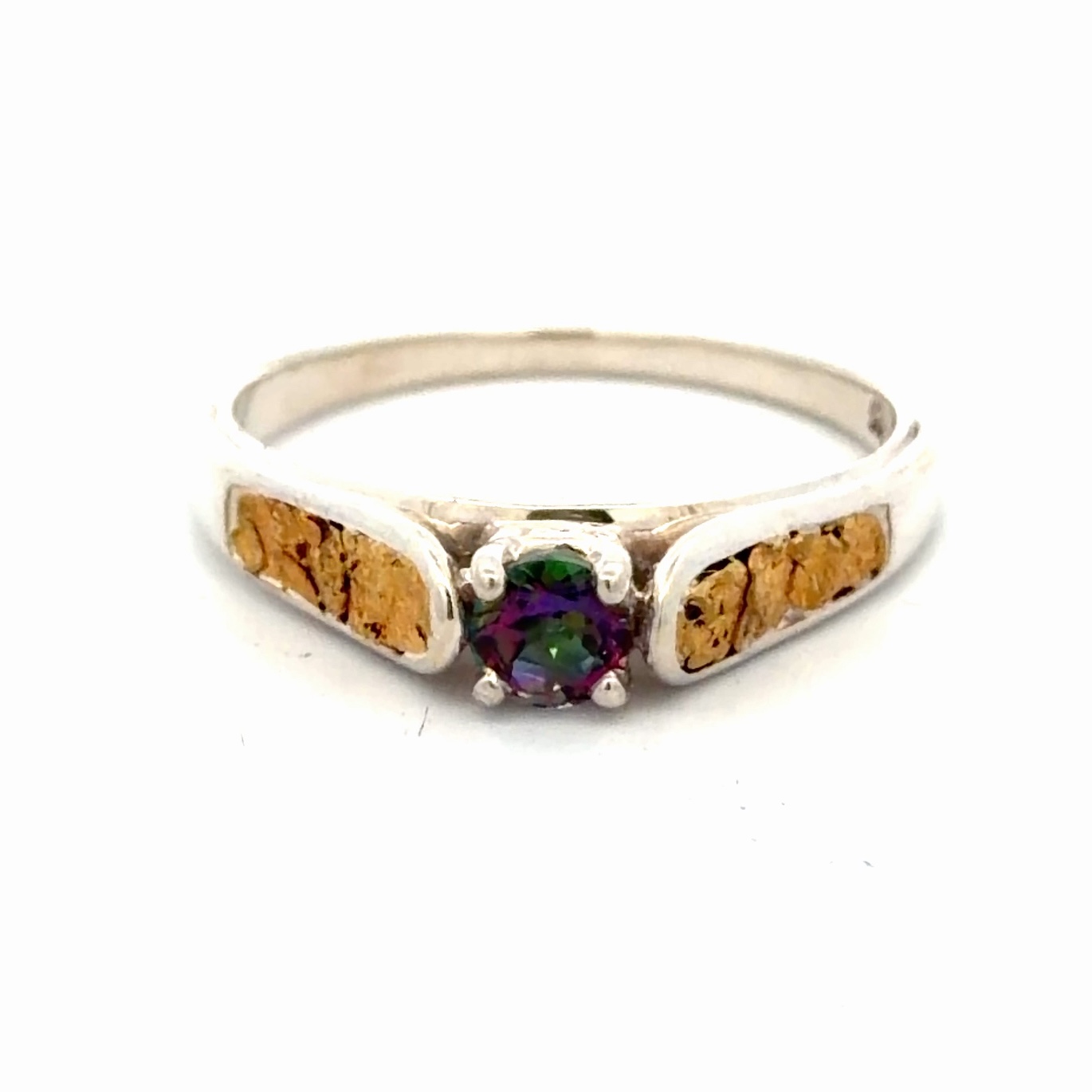 Northern Lights Topaz & Alaskan Gold Nugget Ladies Ring R-91SS