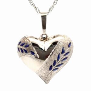 White Gold Puffed Lady's Heart Estate Pendant 071905