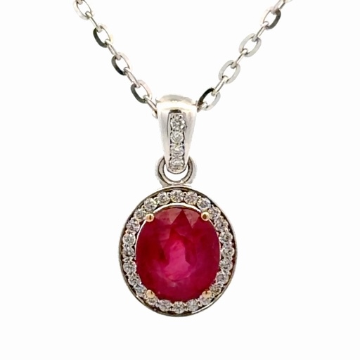 18K White Gold & Ruby Lady's Estate Pendant 076502