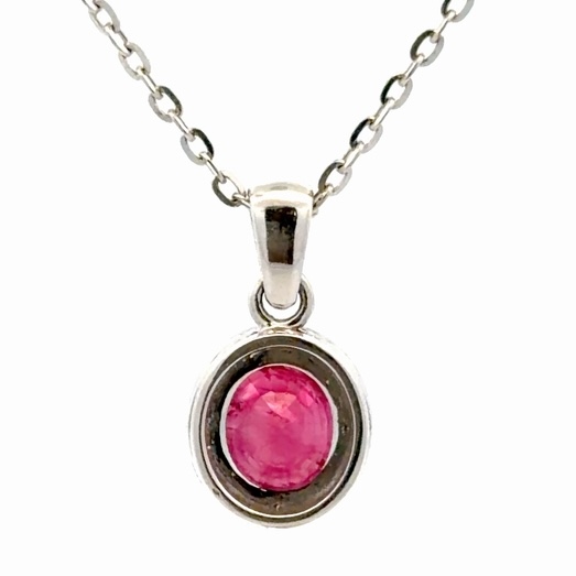 18K White Gold & Ruby Lady's Estate Pendant 076502 - Image 3