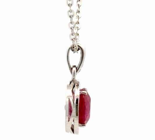 18K White Gold & Ruby Lady's Estate Pendant 076502 - Image 2