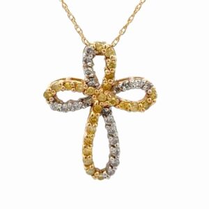 White & Yellow Diamond Lady's Cross Pendant 077185