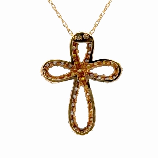 White & Yellow Diamond Lady's Cross Pendant 077185 - Image 3