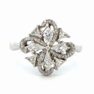 Lady's Diamond Cross 18K Estate Ring 077194