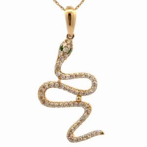 14K Snake Estate Pendant With Emerald Eyes 077197