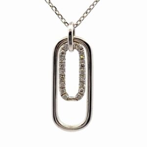 Estate Paperclip Diamond Pendant With Adjustable Chain 077200