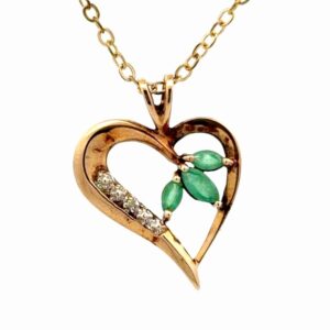 Lady's Emerald Estate Heart Pendant 090055