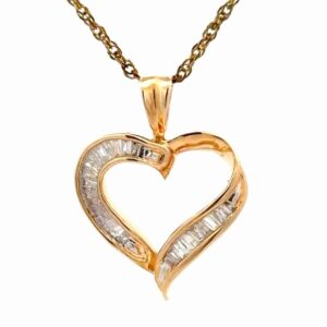 Diamond & 14K Lady's Estate Heart Pendant 090102