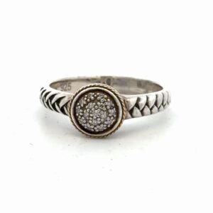 Sterling Silver &18K Diamond Ladies Estate Ring 090113