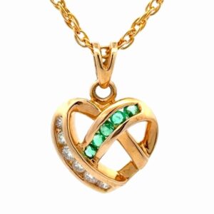 Emerald & Diamond Lady's Estate Heart Pendant 090542