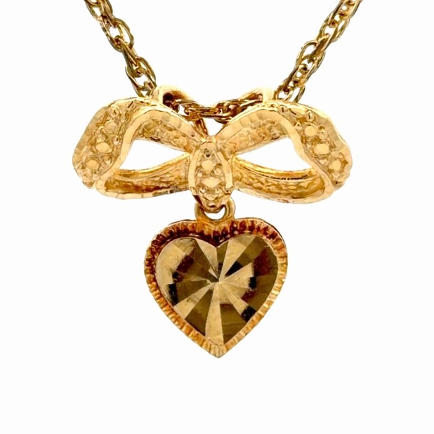 Heart & Bow Lady's Estate Pendant 090670