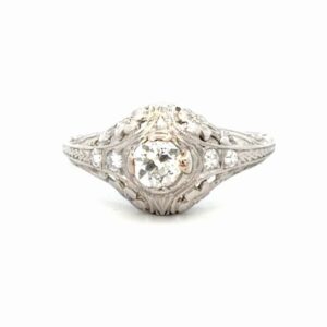 Platinum & Diamond Euro Cut Diamond Estate Ring 077227