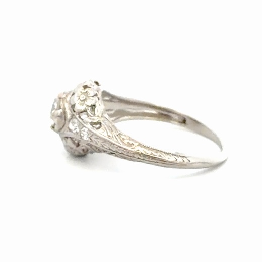 Platinum & Diamond Euro Cut Diamond Estate Ring 077227 - Image 2