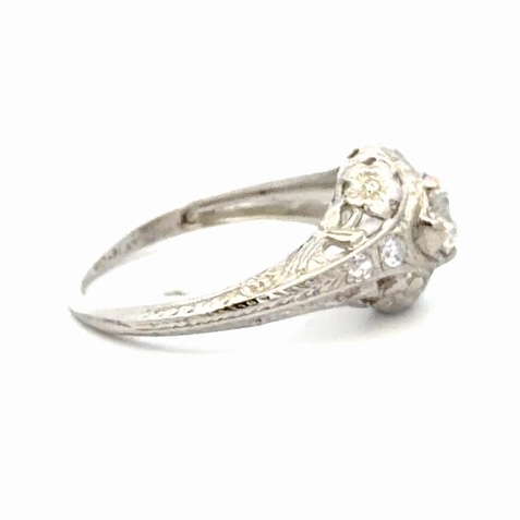 Platinum & Diamond Euro Cut Diamond Estate Ring 077227 - Image 4