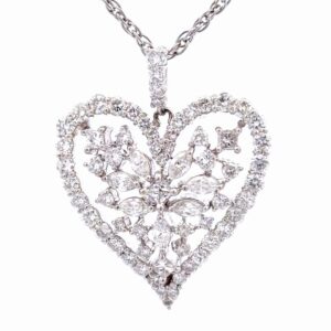 3.80ct Diamond Platinum Heart Estate Pendant 077175