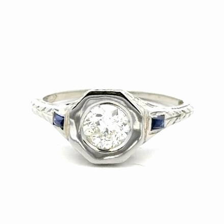 Antique Diamond & Sapphire Lady's Estate Ring 077217
